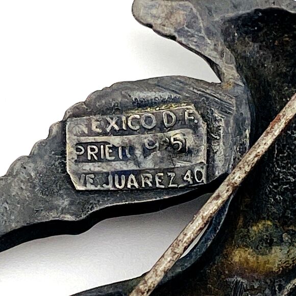 Casa De Prieto Heavy Sterling Silver Bird Brooch Cardinal On Branch Mexico 30 Gr - Picture 9 of 9